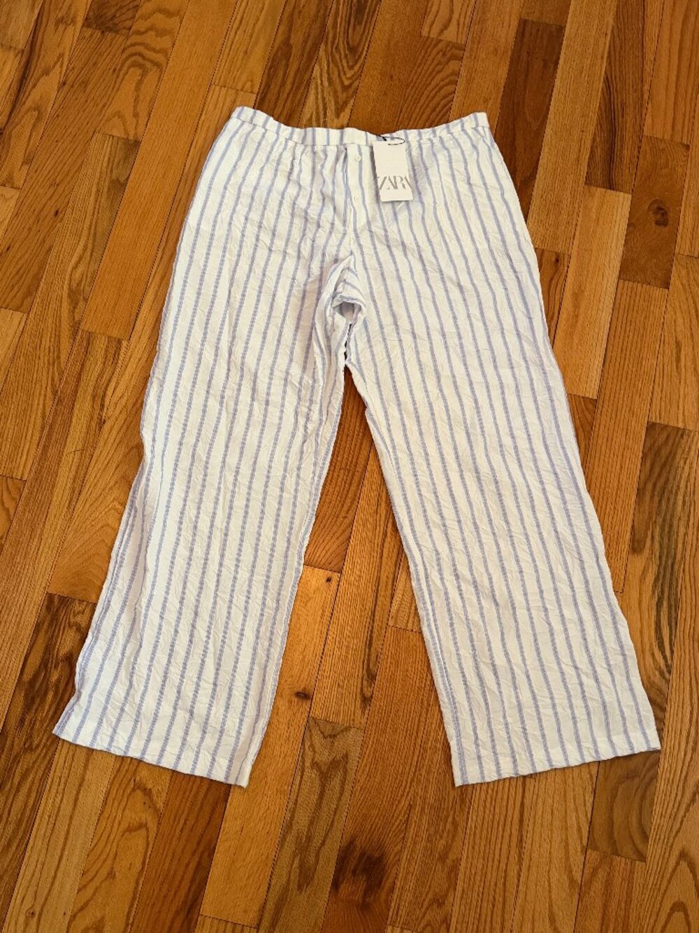 Zara White & Blue Striped Pants - NWT